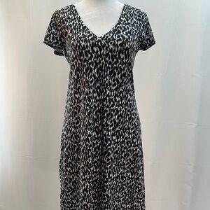 Tommy Bahama Black and White Animal Print Midi Dress XS